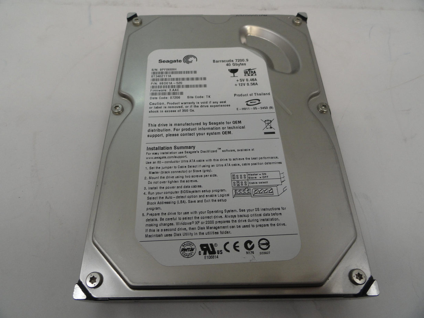 PR19152_9BD01A-520_Seagate 40Gb IDE 3.5in 7200rpm HDD - Image3