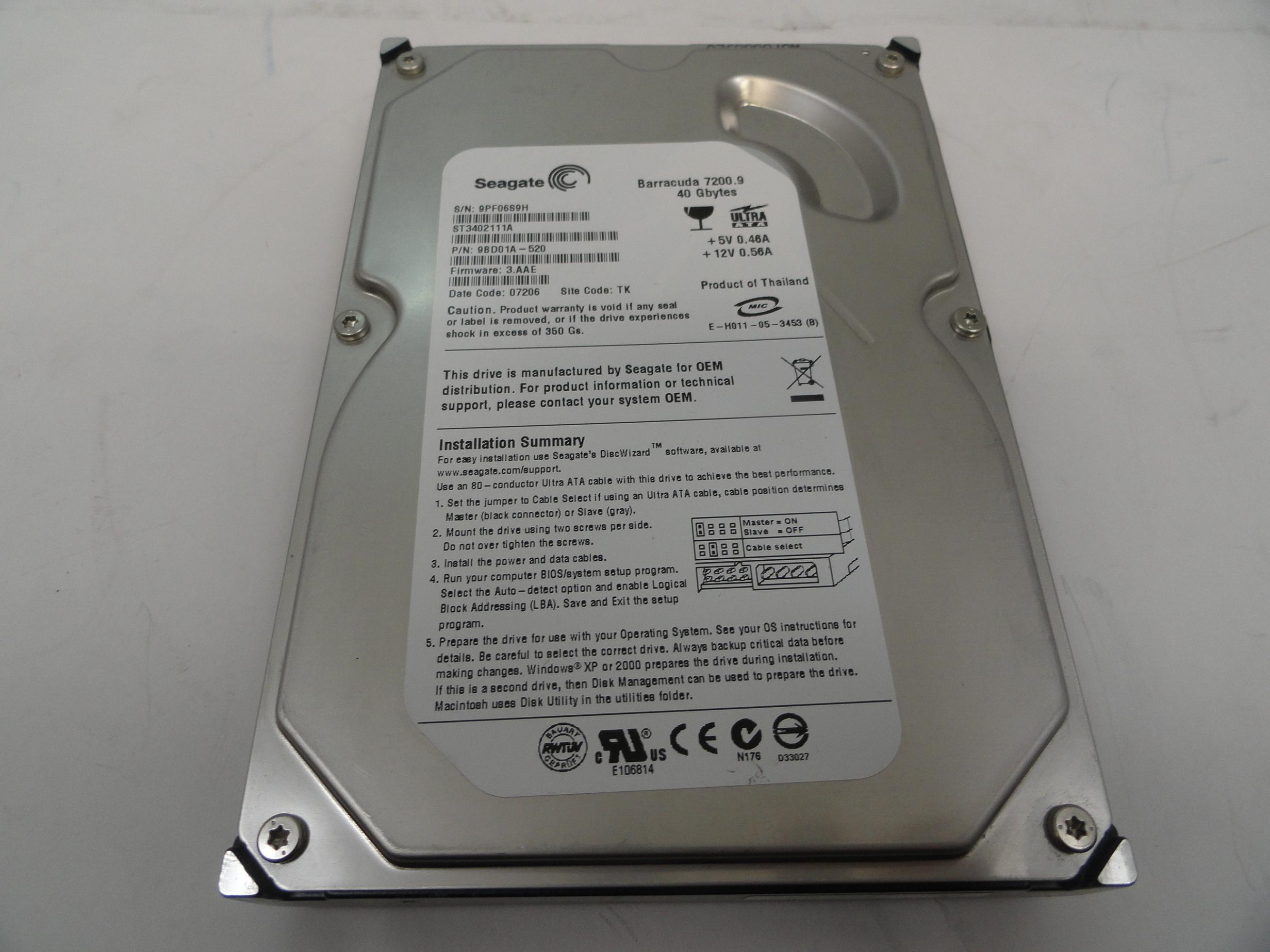 PR19152_9BD01A-520_Seagate 40Gb IDE 3.5in 7200rpm HDD - Image3