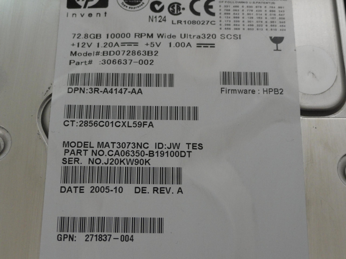 CA06350-B19100DT - Fujitsu HP 72.8GB SCSI 80 Pin 10Krpm 3.5in HDD in Caddy - Refurbished