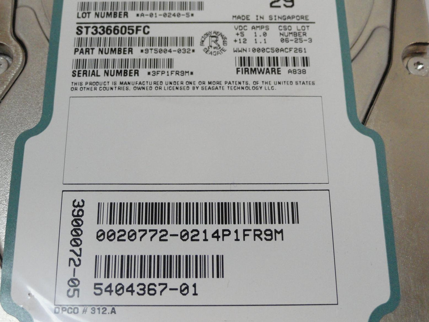 PR18497_9T5004-032_Seagate SUN 36GB Fibre Channel 10Krpm 3.5in HDD - Image3