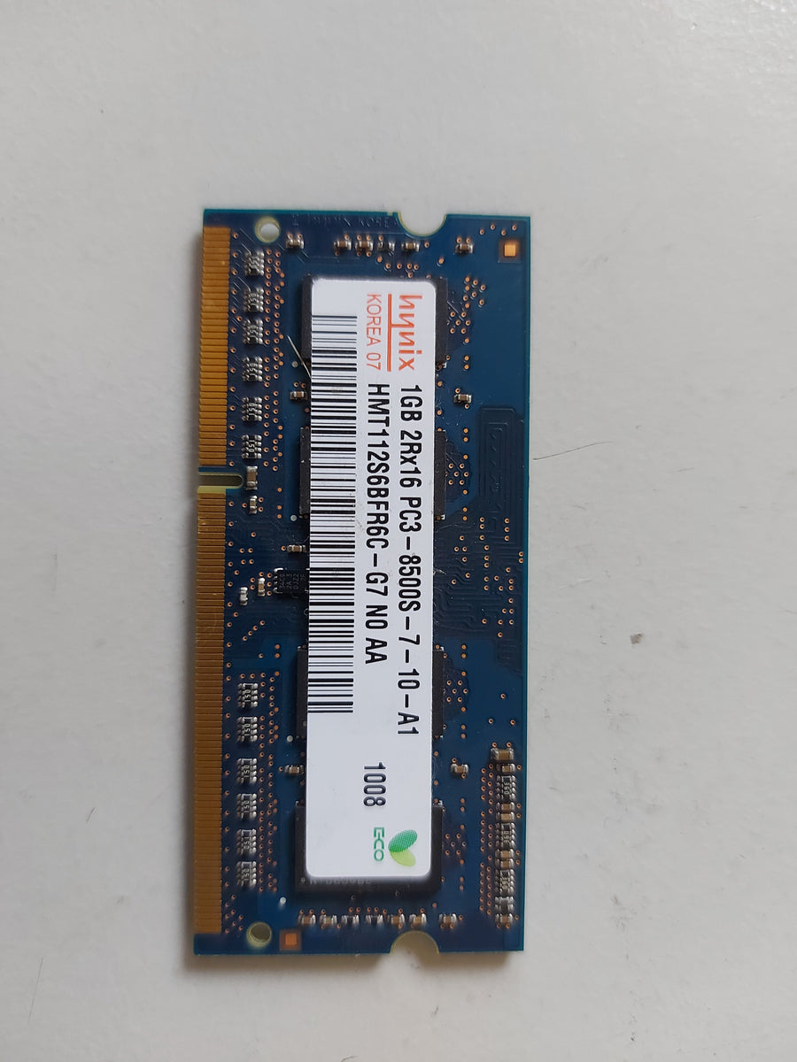 Hynix 1GB PC3-8500 DDR3 non-ECC Unbuffered CL7 204-Pin SoDimm HMT112S6BFR6C-G7