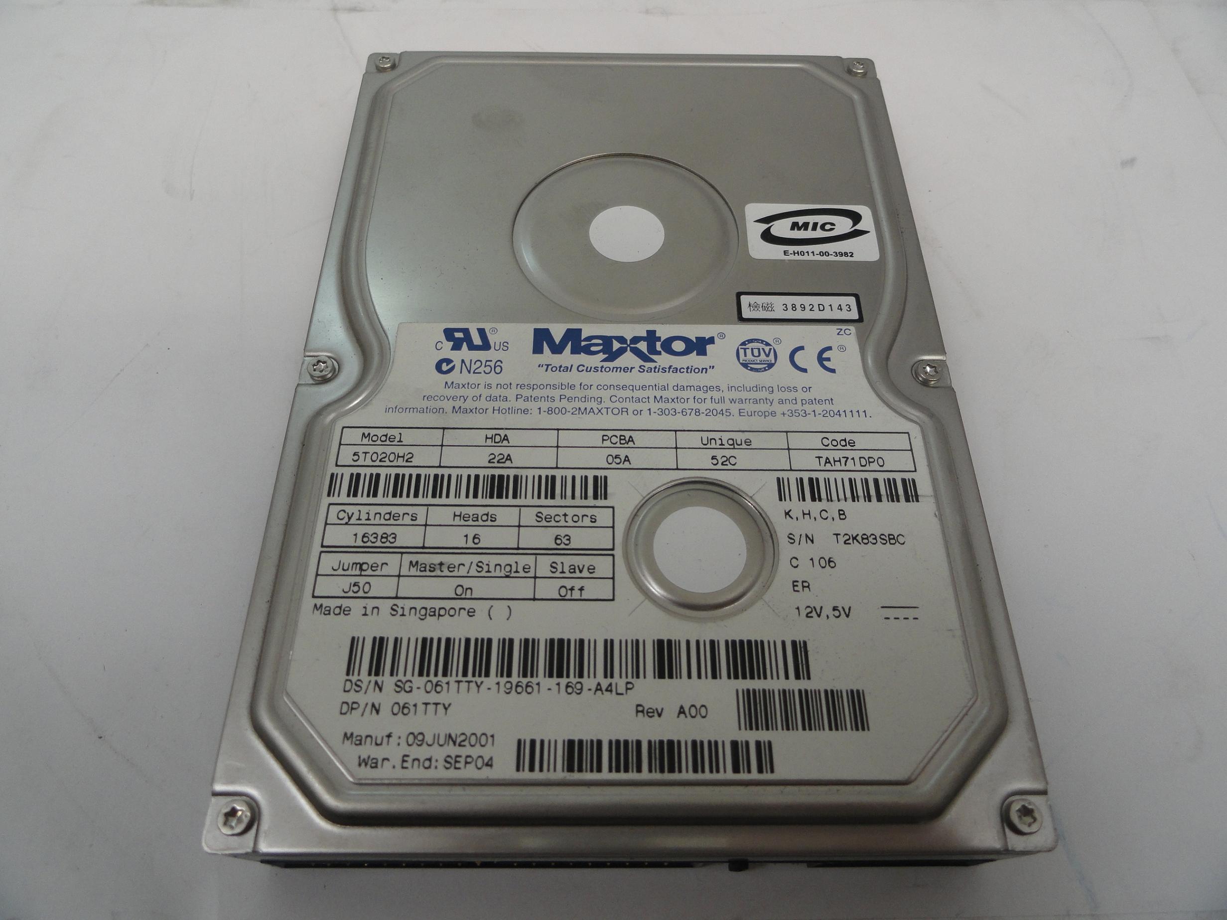 PR17967_5T020H2_Maxtor Dell 20GB IDE 5400rpm 3.5in HDD - Image3