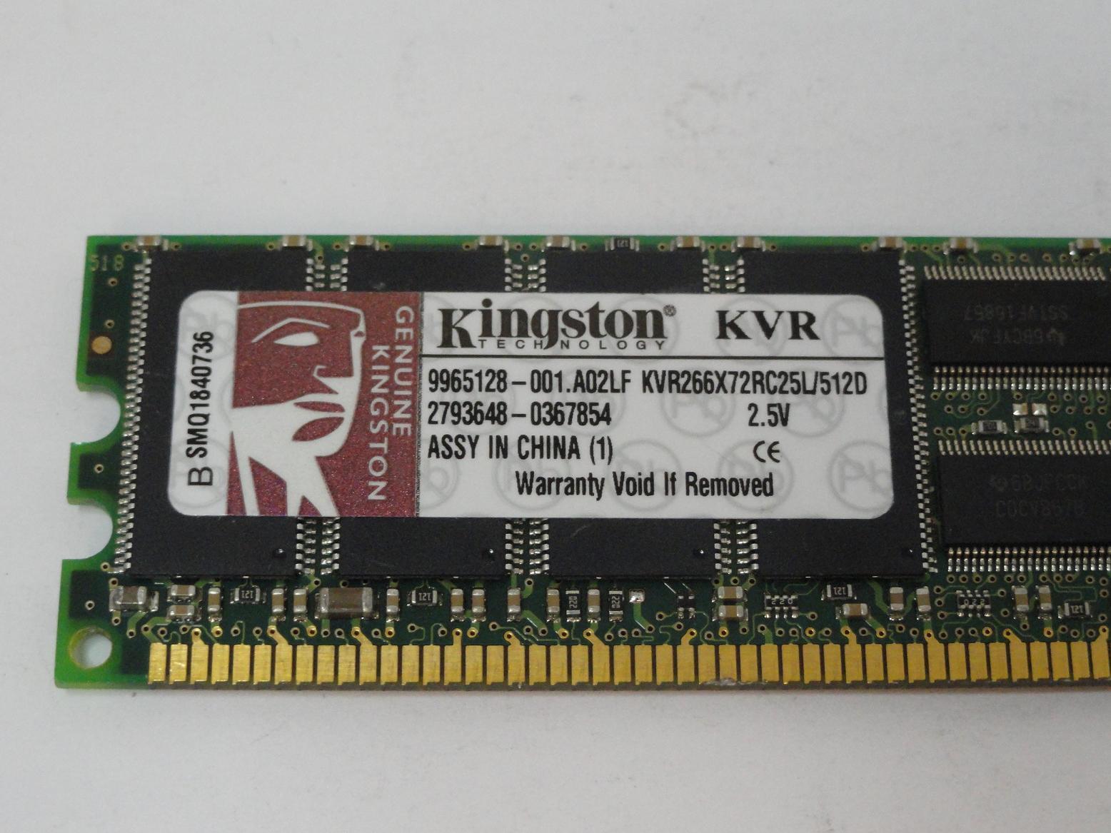 Kingston 512MB PC2100 DDR-266MHz DIMM RAM ( 9965128-001.A02LF KVR266X72RC25L/512D ) REF