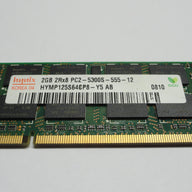 PC2-5300S-555-12 - Hynix 2Gb 200 Pin PC2-5300 CL5 DDR2-667 16c 128x8 2Rx8 1.8V SODIMM Mmeory Module - Refurbished