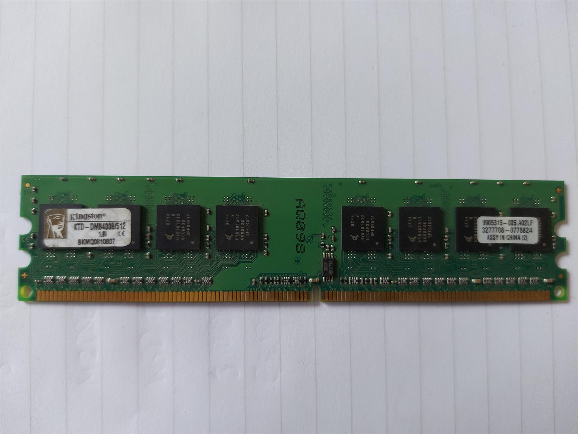 Kingston 512MB PC2-5300 DDR2-667MHz non-ECC Unbuffered CL5 240-Pin DIMM Single Rank Memory Module (KTD-DM8400B/512 9905315-005)
