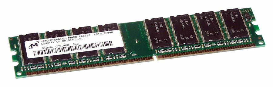 Micron 512MB PC3200 DDR-400MHz CL2.5 184-Pin DIMM ( MT8VDDT6464AG-40BDB ) REF