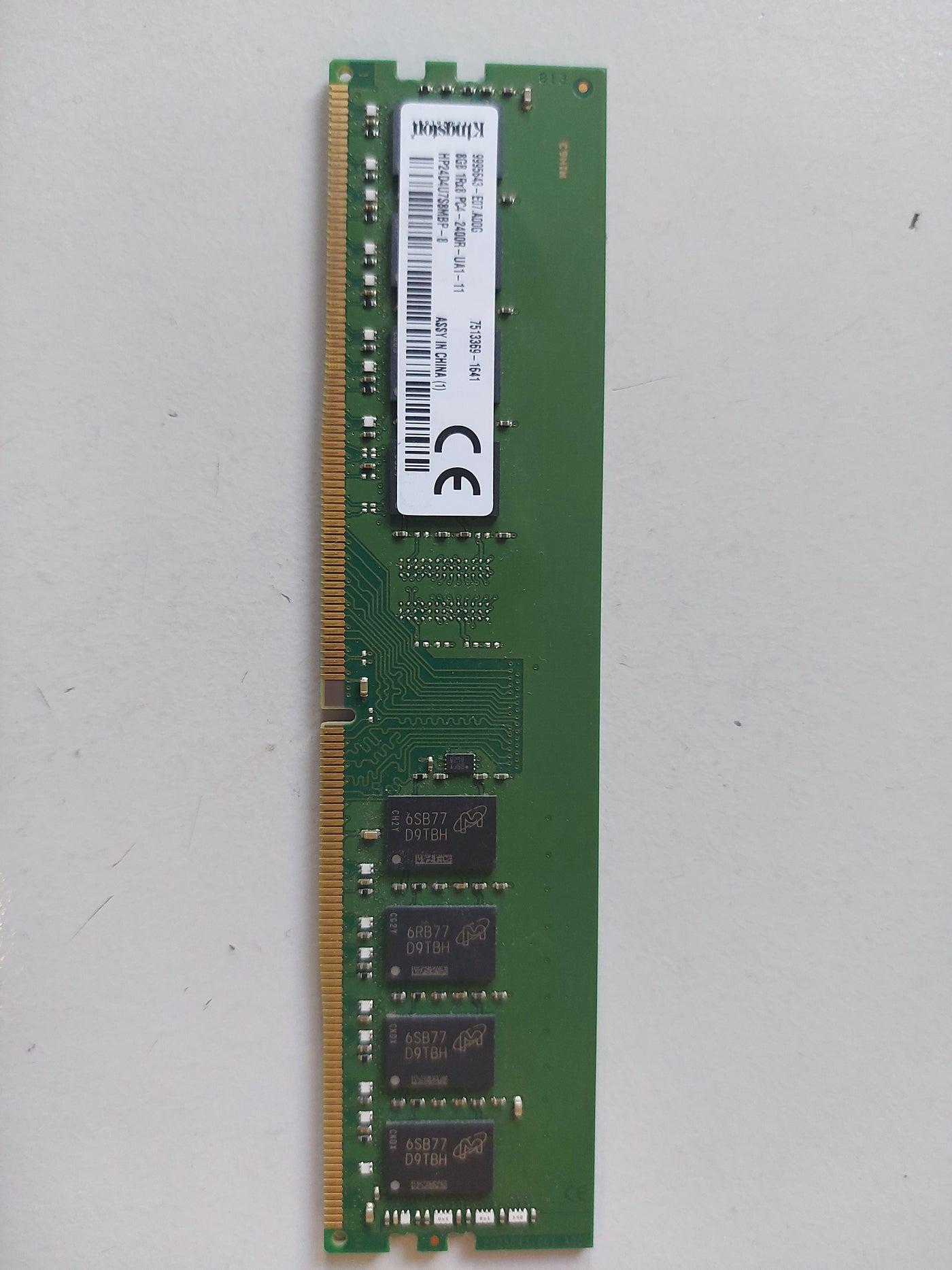 Kingston/HP 8GB DDR3 PC3-12800 nonECC CL11 SoDimm HP24D4U7S8MBP-8 854913-001