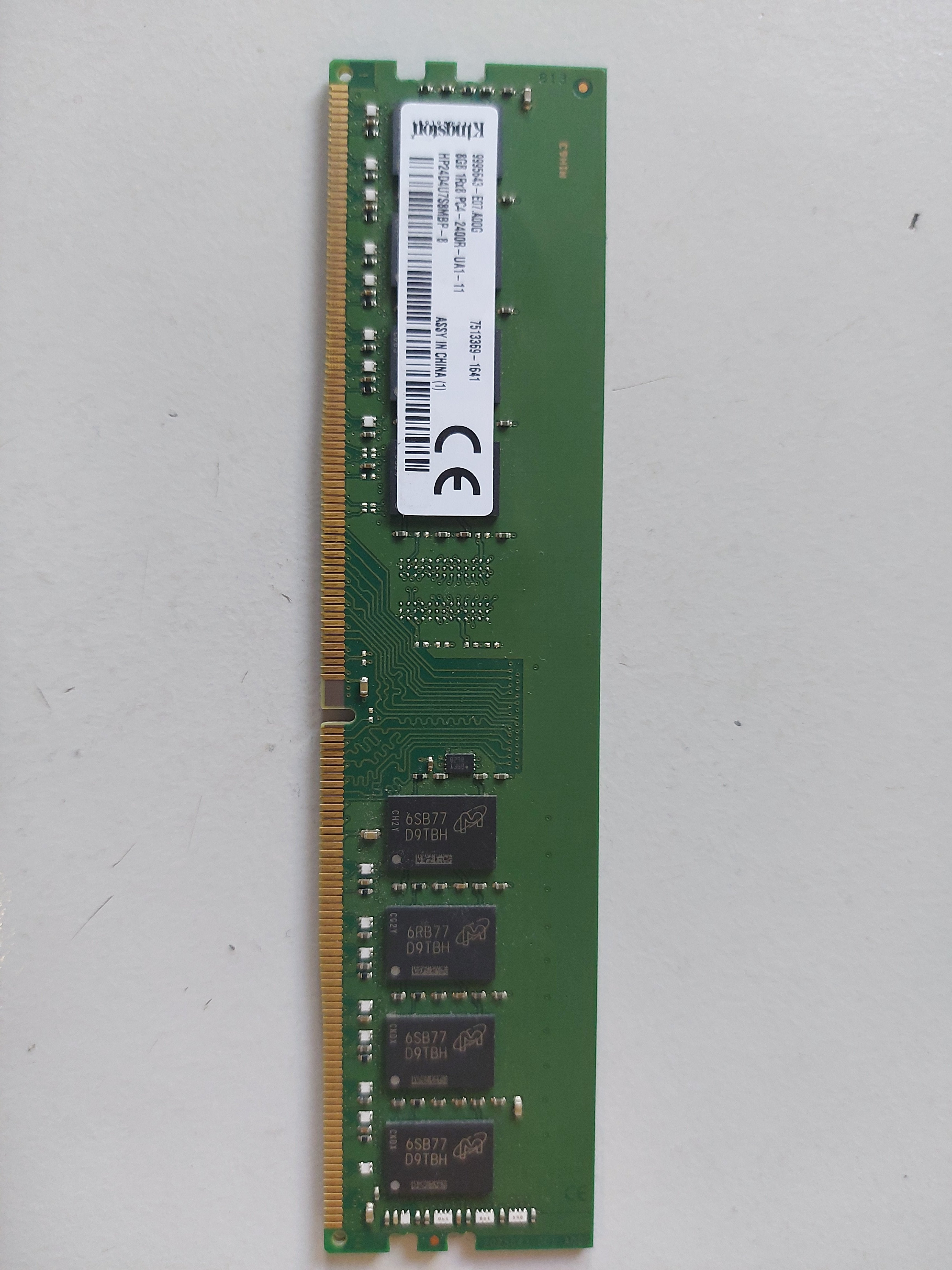 Kingston/HP 8GB DDR3 PC3-12800 nonECC CL11 SoDimm HP24D4U7S8MBP-8 854913-001