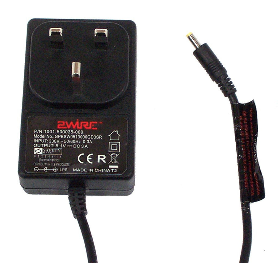 2WIRE 5.1v 3A AC Mains Power Supply Adaptor (GPBW0513000GD3SR / 1001 500035 000 USED)