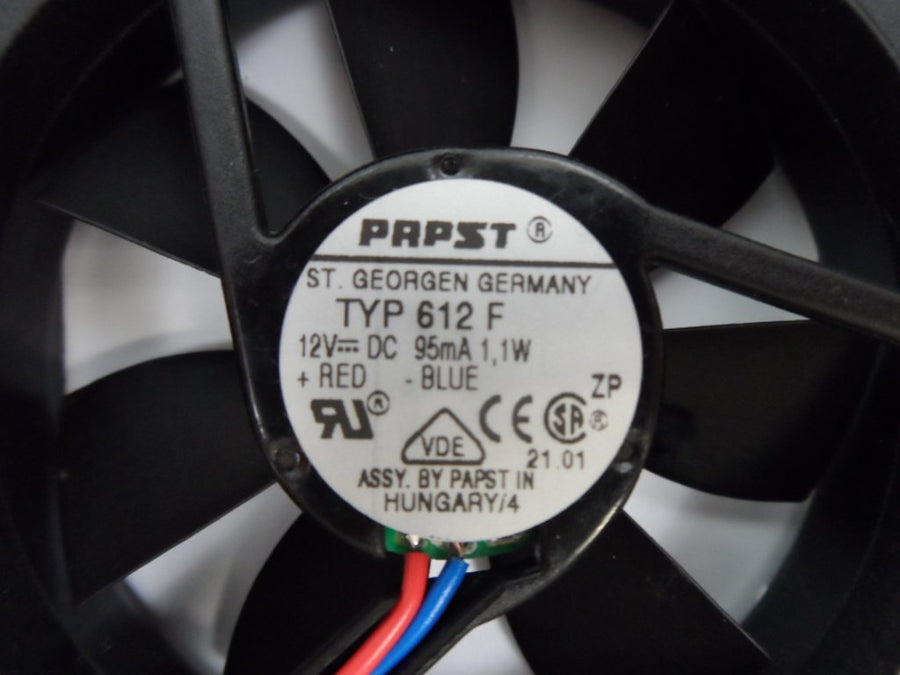 PAPST TYP 612 F DC Brushless Cooling Fan Black 12VDC 95mA 1.1W ( TYP 612 ) USED