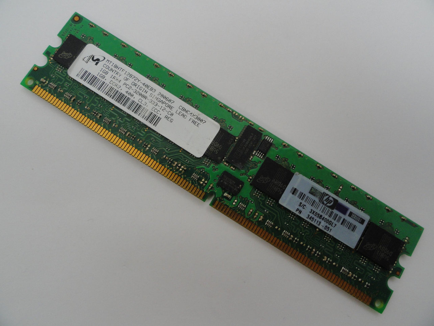 PC2-3200R-333-12-C0 - Micron HP 1Gb DDR2 400MHz 1Rx4 PC2-3200R CL3 ECC Reg 240 Pin RAM - Refurbished