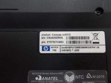 PR20238_nx6310_HP nx6310 512Mb 1.6Ghz No HDD Laptop - Image2