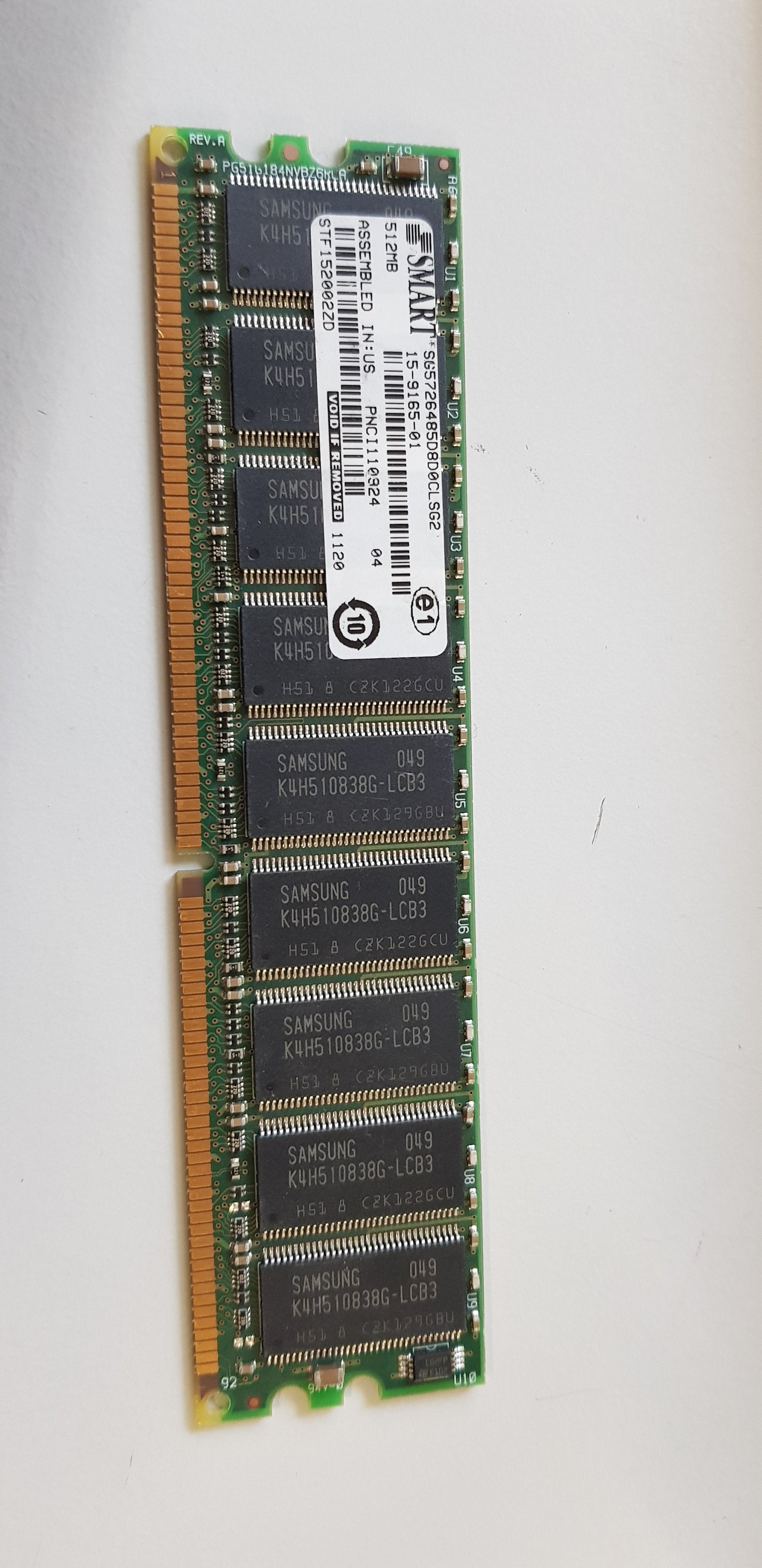 Smart 512MB PC2700 DDR-333 184Pin DIMM Memory Module (SG5726485D8D0CLSG2)