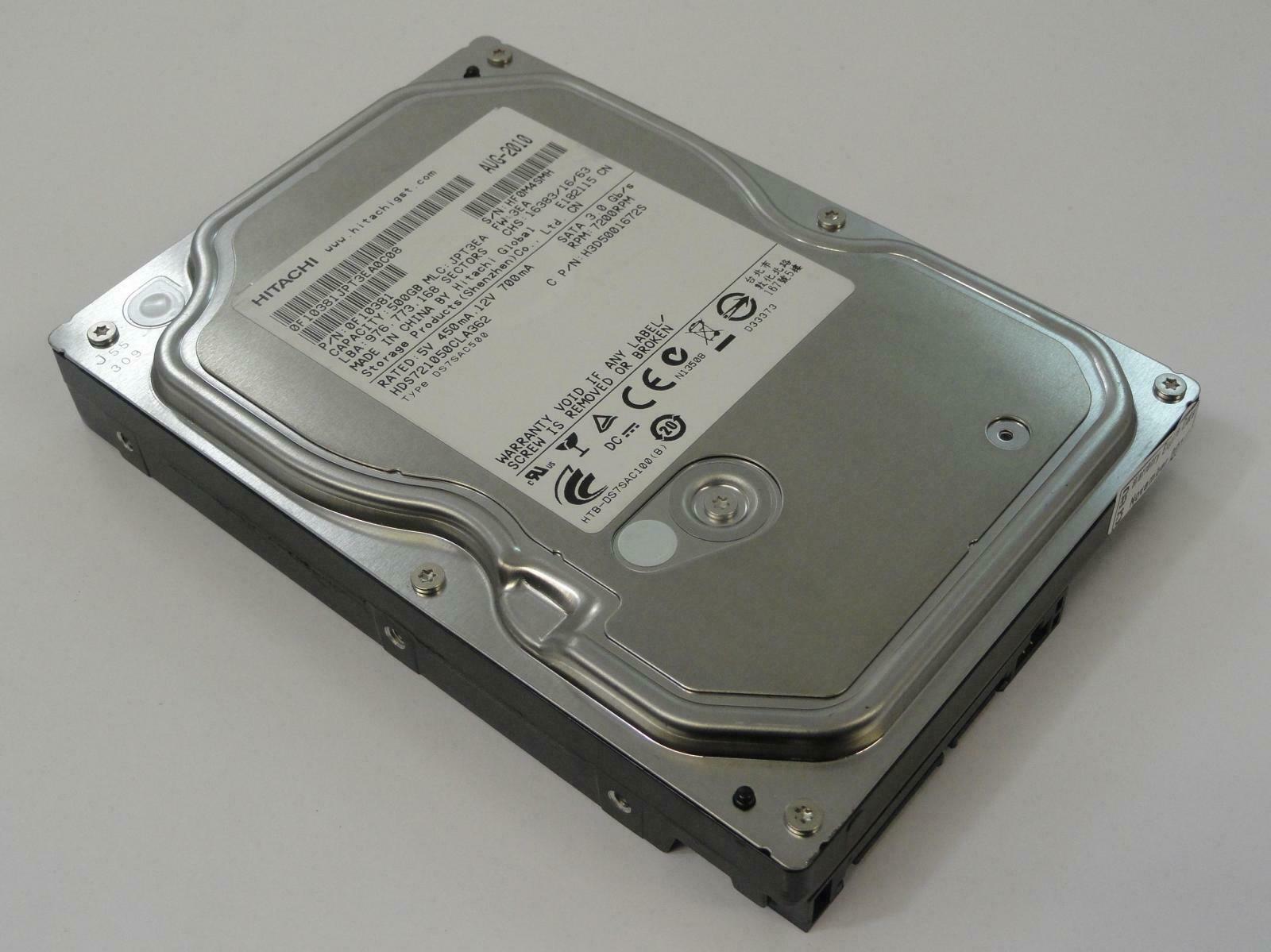 Hitachi 500GB SATA 7200rpm 3.5in HDD ( HDS721050CLA362 H3D5001672S 0F10381 ) REF
