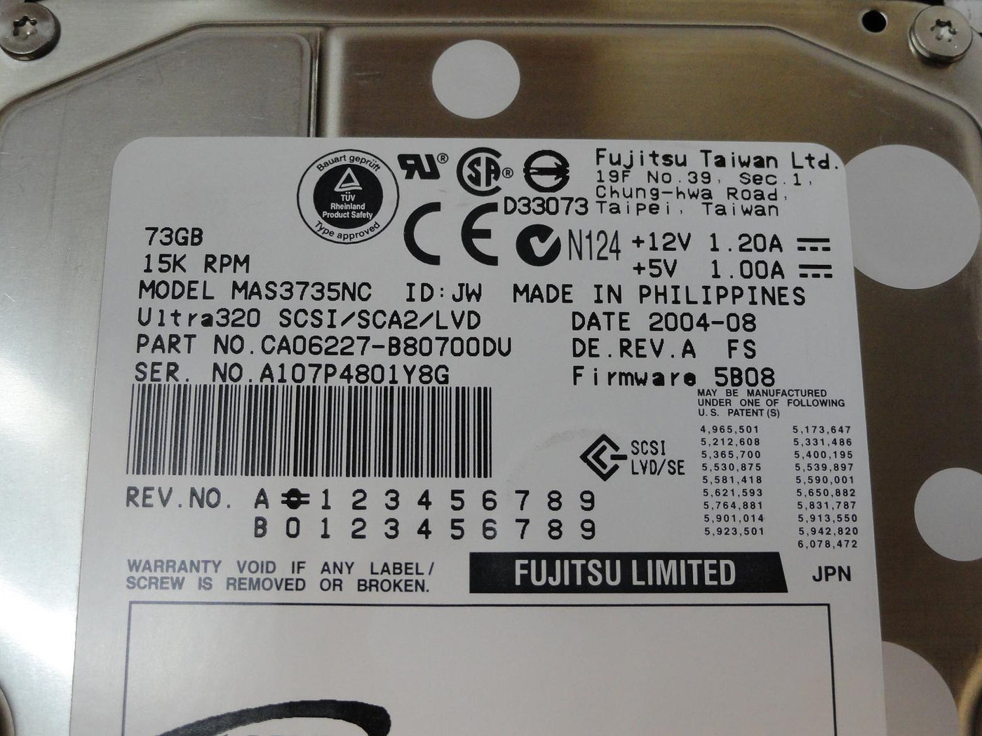 PR24231_CA06227-B80700DU_Fujitsu Dell 73GB SCSI 80 Pin 7200rpm 3.5in HDD - Image5