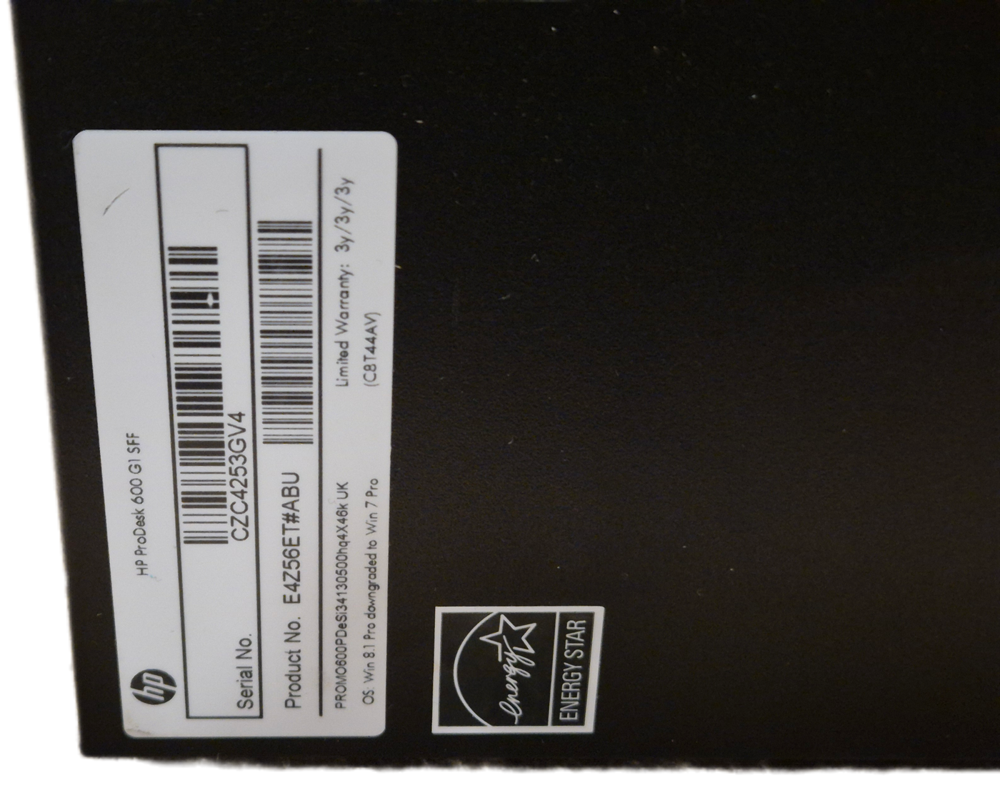 HP ProDesk 600 G1 SFF 500GB HDD DVD 4GB RAM i3-4130 3.4GHz NO OS w/ k.board ( E4256ET#ABU ) USED