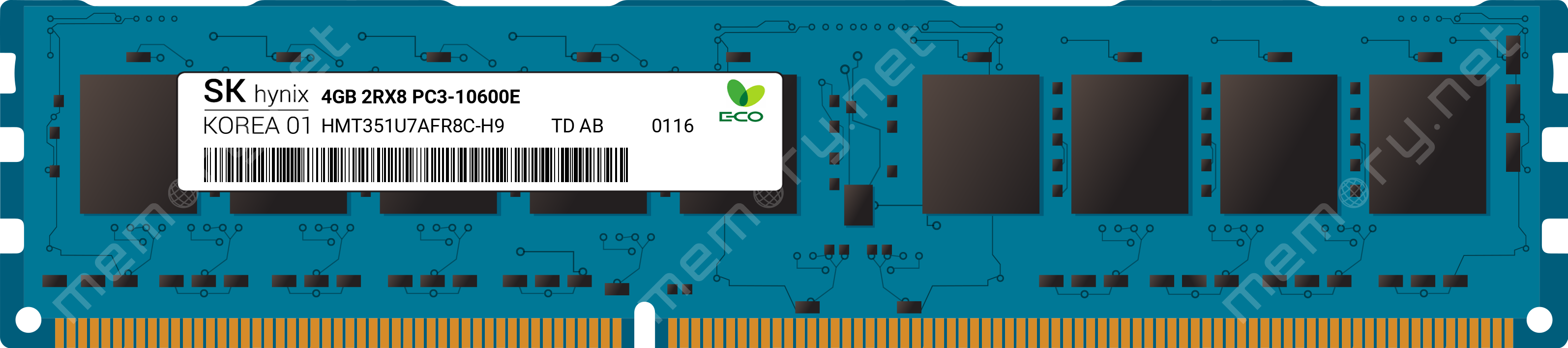 Hynix 4GB DDR3-1333MHz PC3-10600E ECC CL9 DIMM ( HMT351U7AFR8C-H9 ) REF