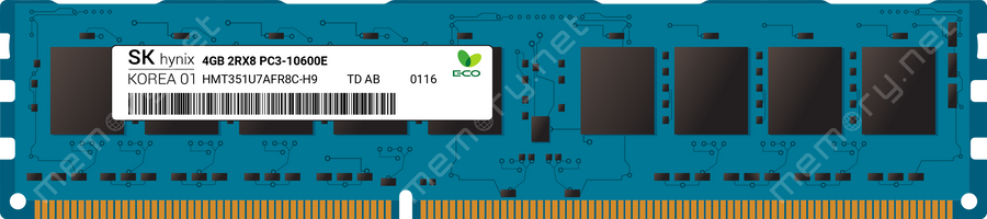 Hynix 4GB DDR3-1333MHz PC3-10600E ECC CL9 DIMM ( HMT351U7AFR8C-H9 ) REF