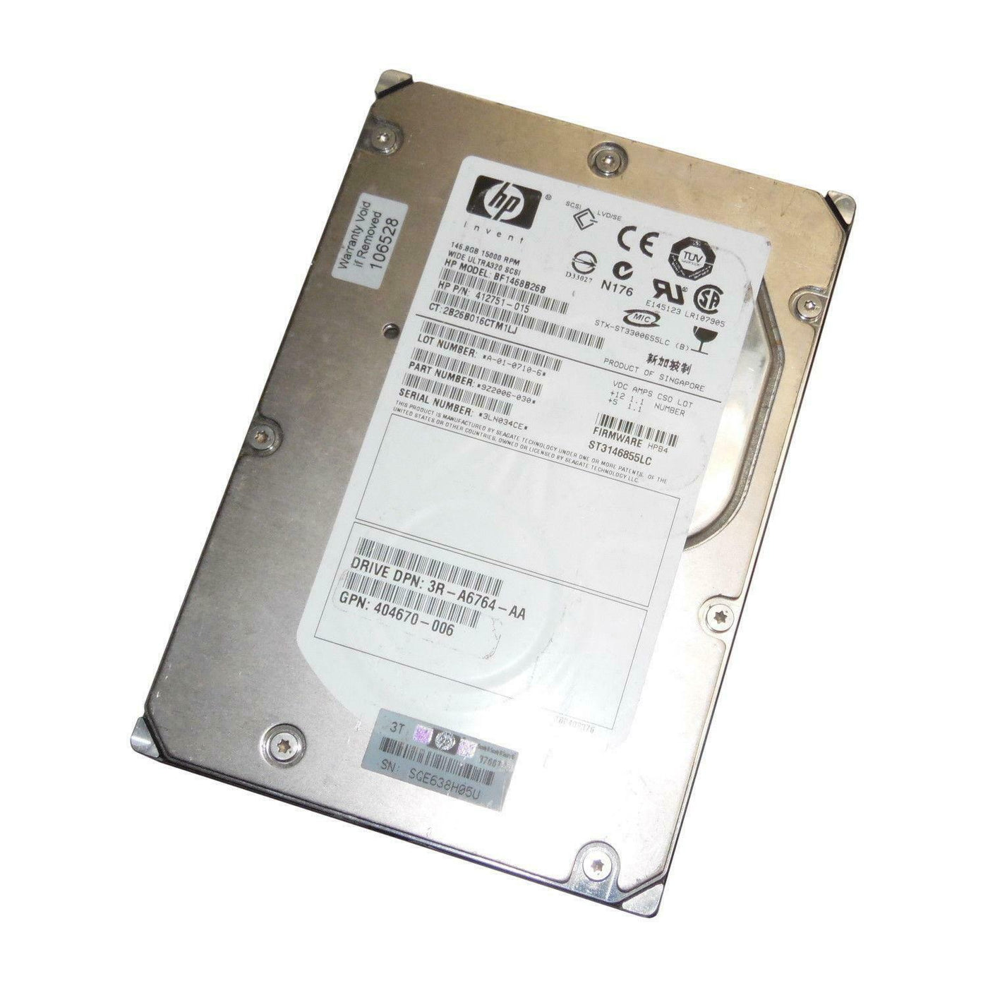 Seagate HP 146GB SCSI 80 Pin 15Krpm 3.5in HDD ( ST3146855LC 9Z2006-030 412751-015 ) REF