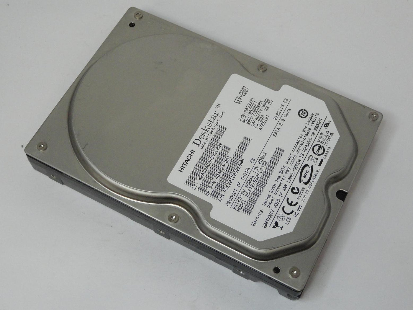 Hitachi HP 80GB SATA 7200rpm 3.5in HDD ( 0A33931 HDS721680PLA380 404024-001 ) REF