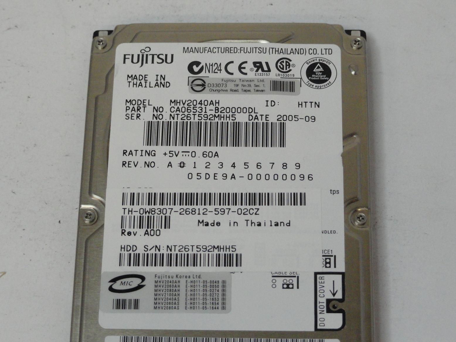 PR12236_CA06531-B20000DL_Fujitsu Dell 40GB IDE 5400rpm 2.5in HDD - Image2
