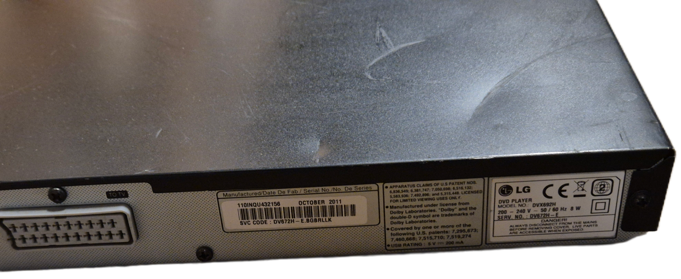 LG Full HD HDMI DVD/CD Player ( DVX692H ) USED