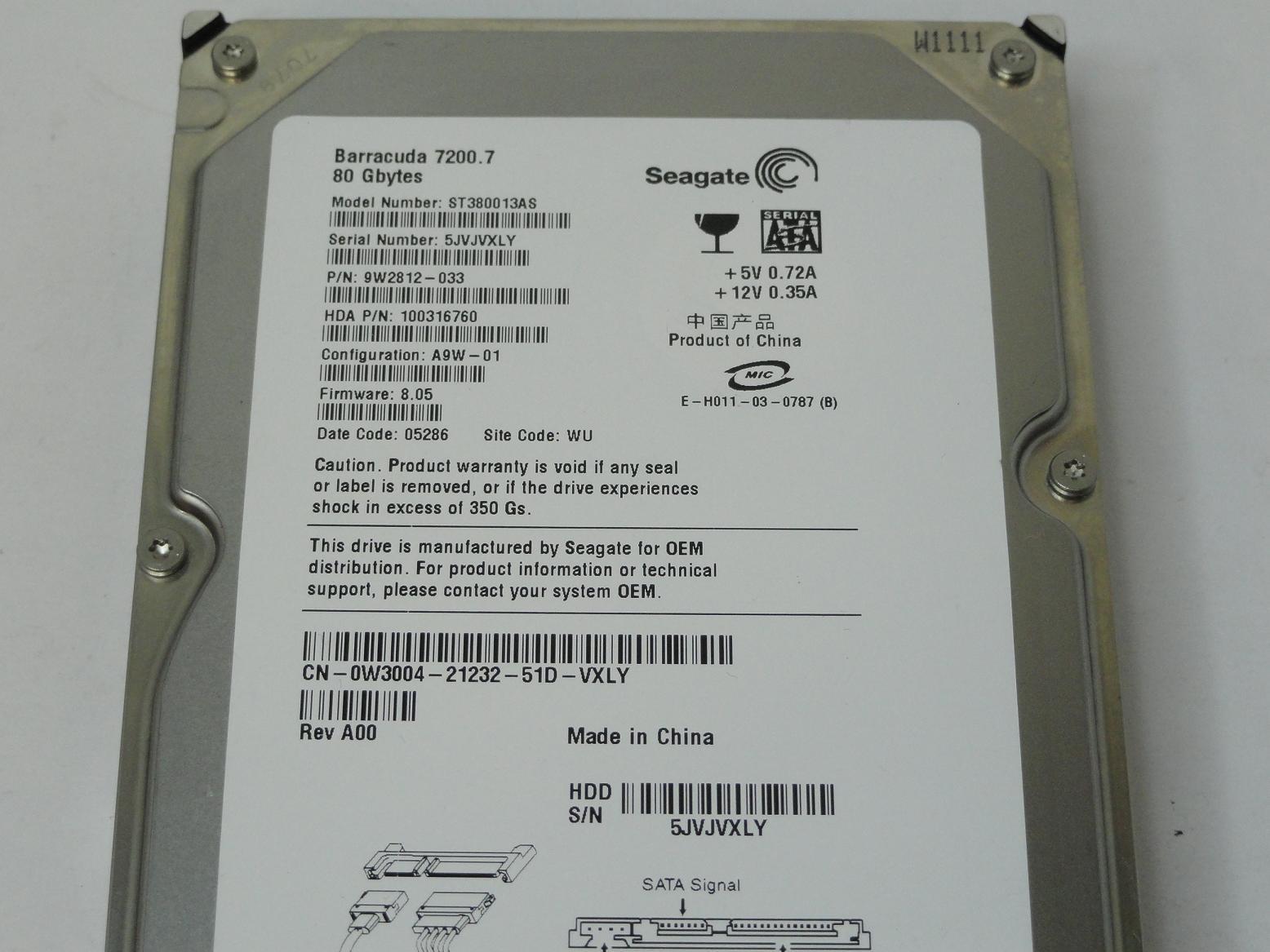 PR00591_9W2812-033_Seagate Dell 80GB SATA 7200rpm 3.5in HDD - Image3