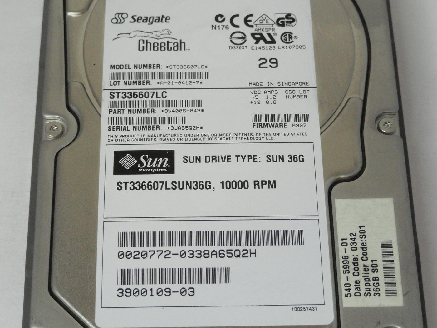PR22484_9V4006-043_Seagate Sun 36GB SCSI 80 Pin 10Krpm 3.5in HDD - Image2
