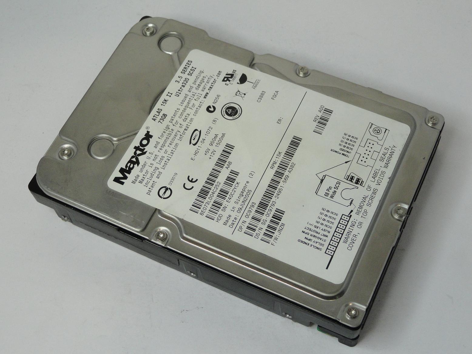 8E073L0 - Maxtor Dell 73Gb SCSI 68 Pin 15Krpm 3.5in HDD - Refurbished