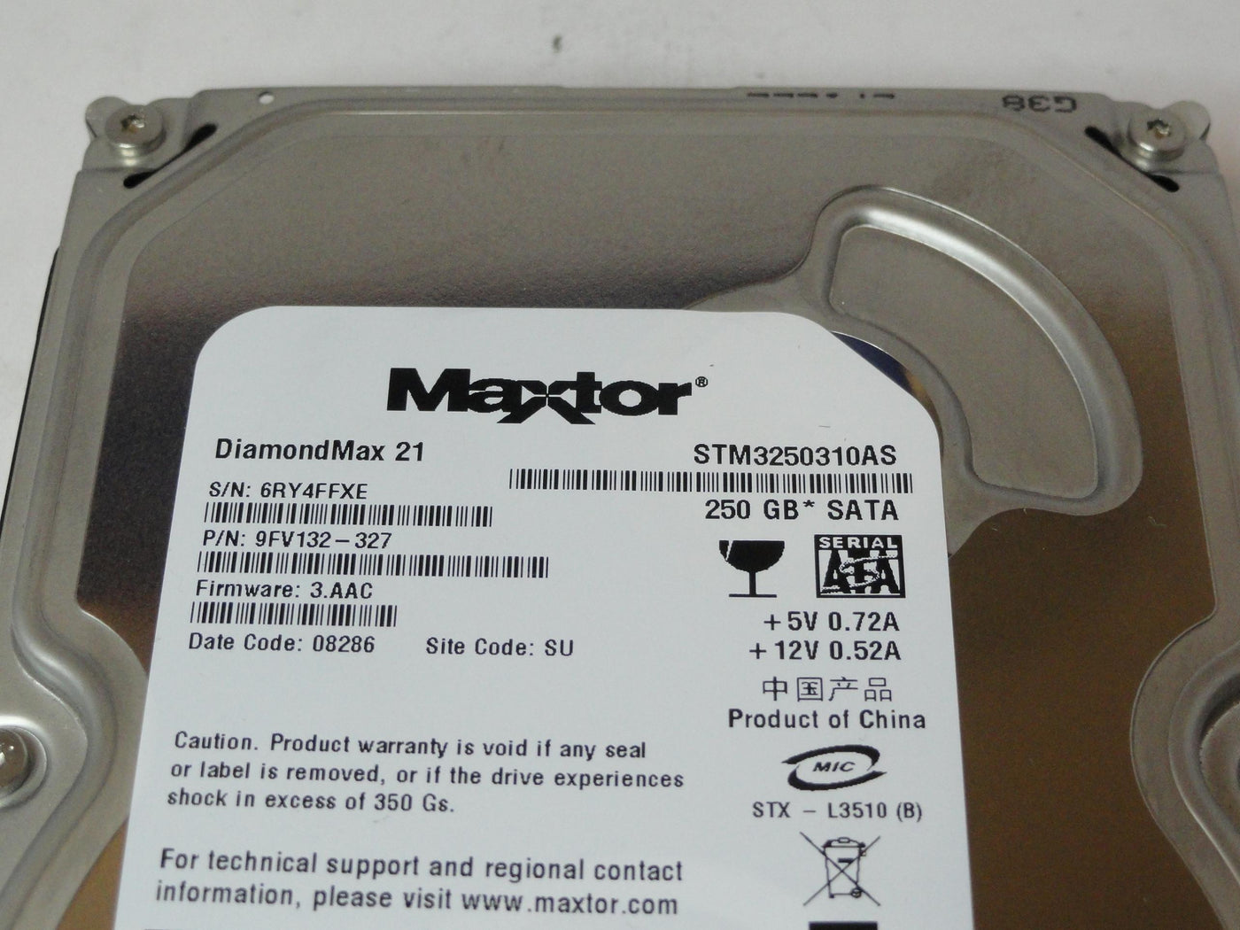 PR22377_9FV132-327_Maxtor 250GB SATA 7200rpm 3.5in HDD - Image2