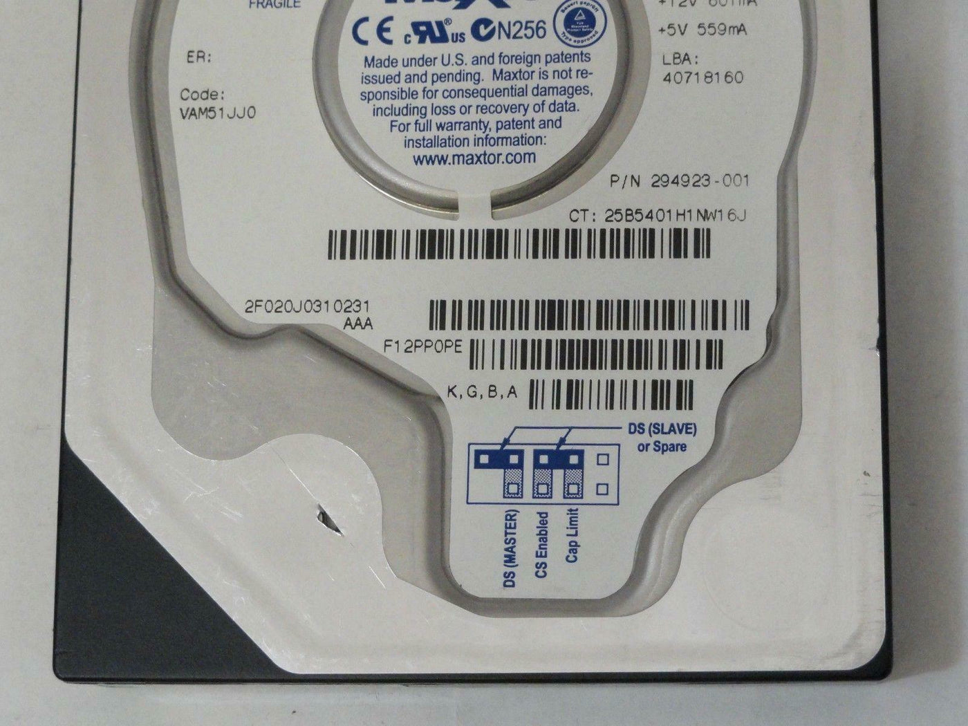 Maxtor Compaq 20Gb IDE 5400rpm 3.5in HDD ( 2F020J0 294923-001 ) REF