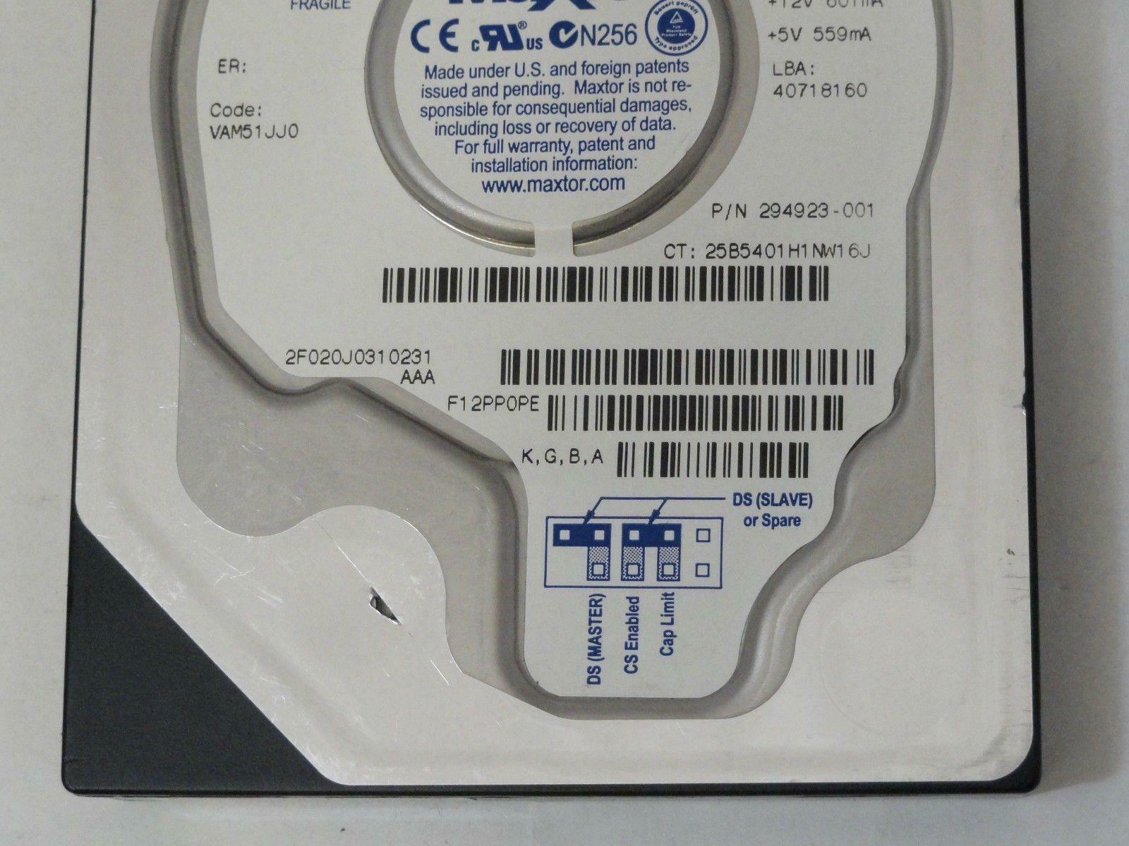 Maxtor Compaq 20Gb IDE 5400rpm 3.5in HDD ( 2F020J0 294923-001 ) REF