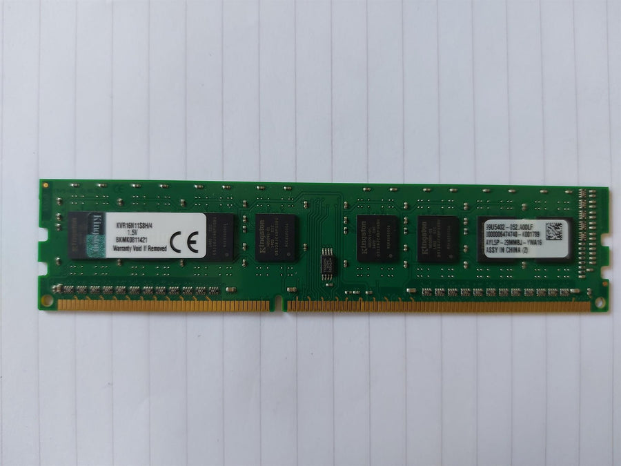 Kingston 4GB PC3-12800 1600MHz 240pin NonECC CL11 DDR3 SDRAM DIMM Memory Module (KVR16N11S8H/4 99U5402-052)