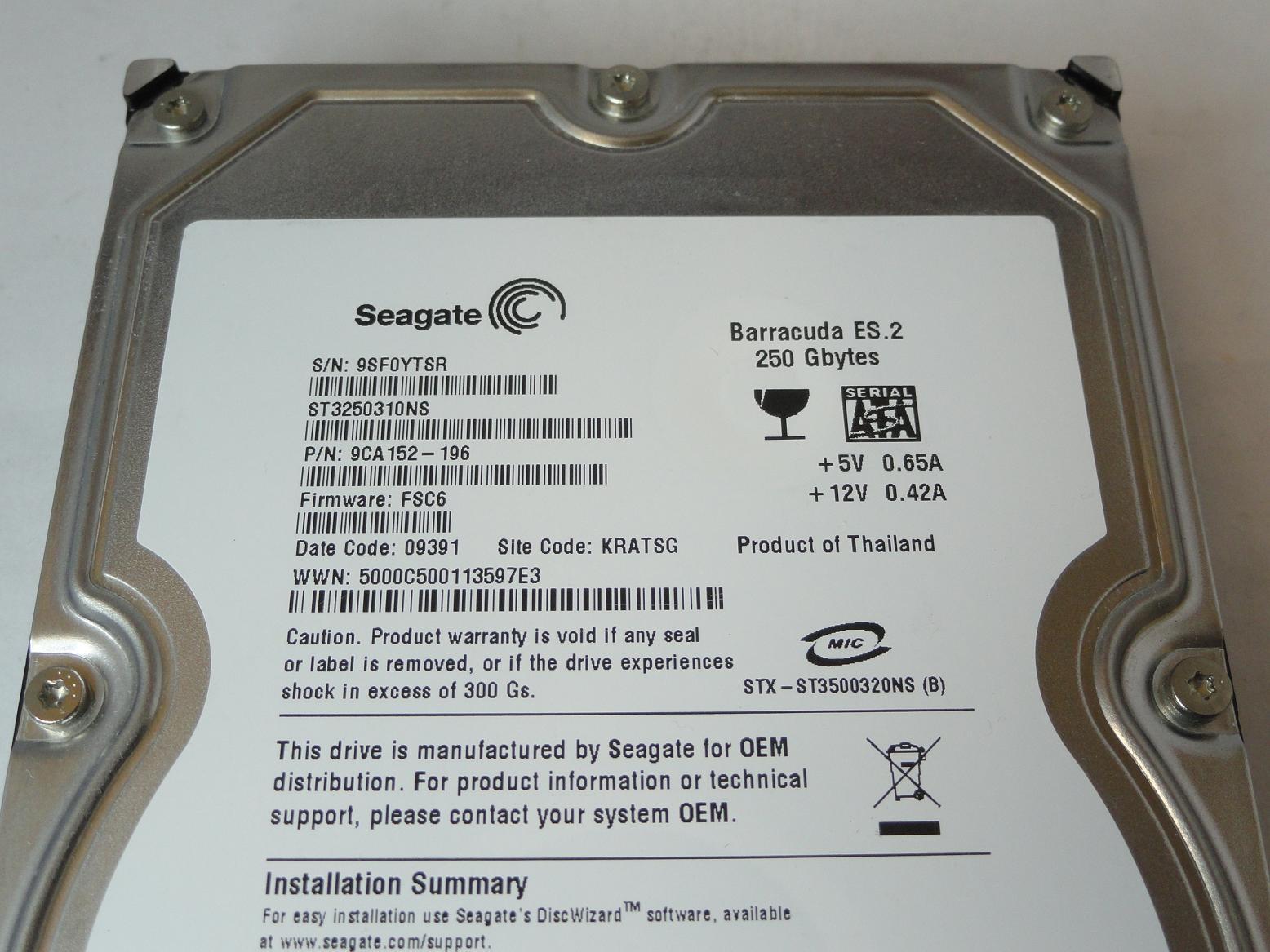PR18511_9CA152-196_Seagate 250GB SATA 7200rpm 3.5in HDD - Image3