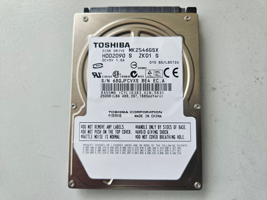 Toshiba 250GB 5400PRM SATA 2.5in HDD ( MK2546GSX HDD2D90 ) REF