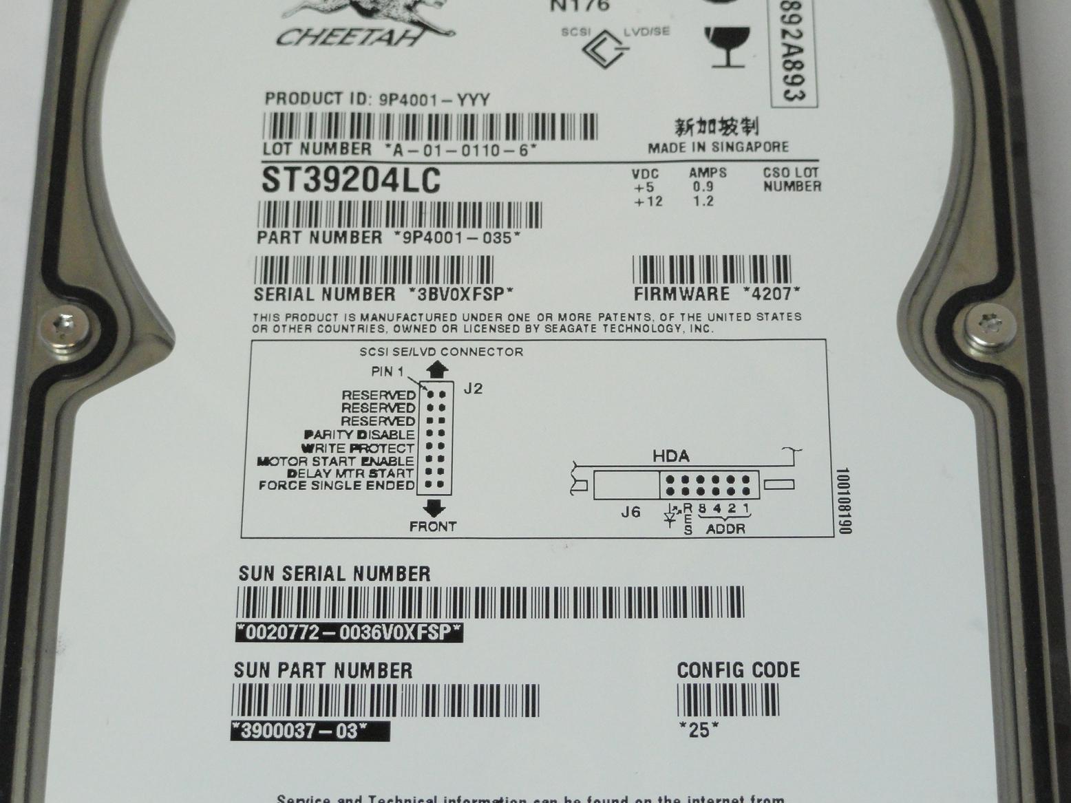 PR12267_9P4001-035_Seagate Sun 9.1GB SCSI 80pin 10Krpm 3.5in HDD - Image4