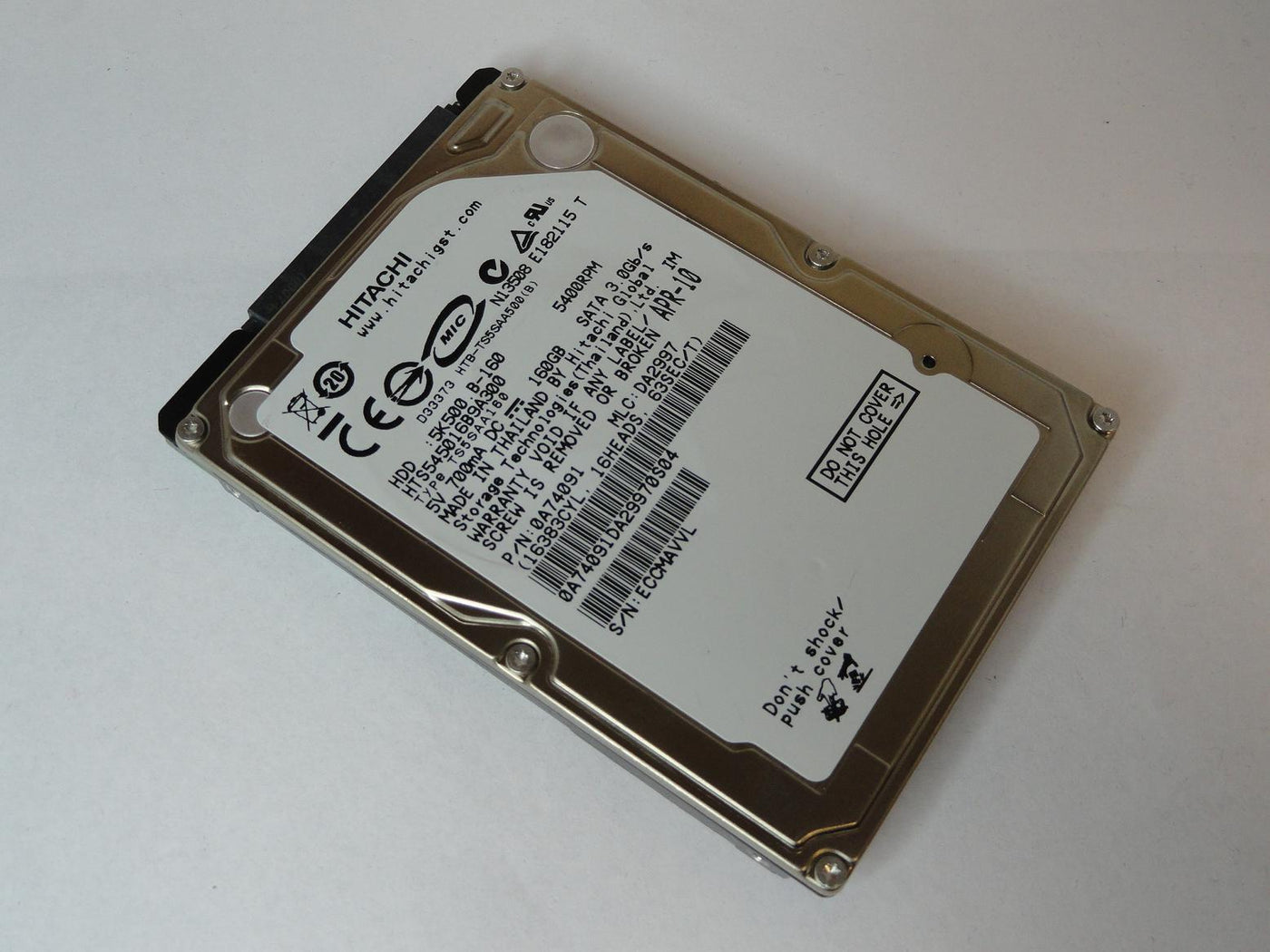 0A74091 - Hitachi 160GB SATA 5400rpm 2.5in HDD - Refurbished