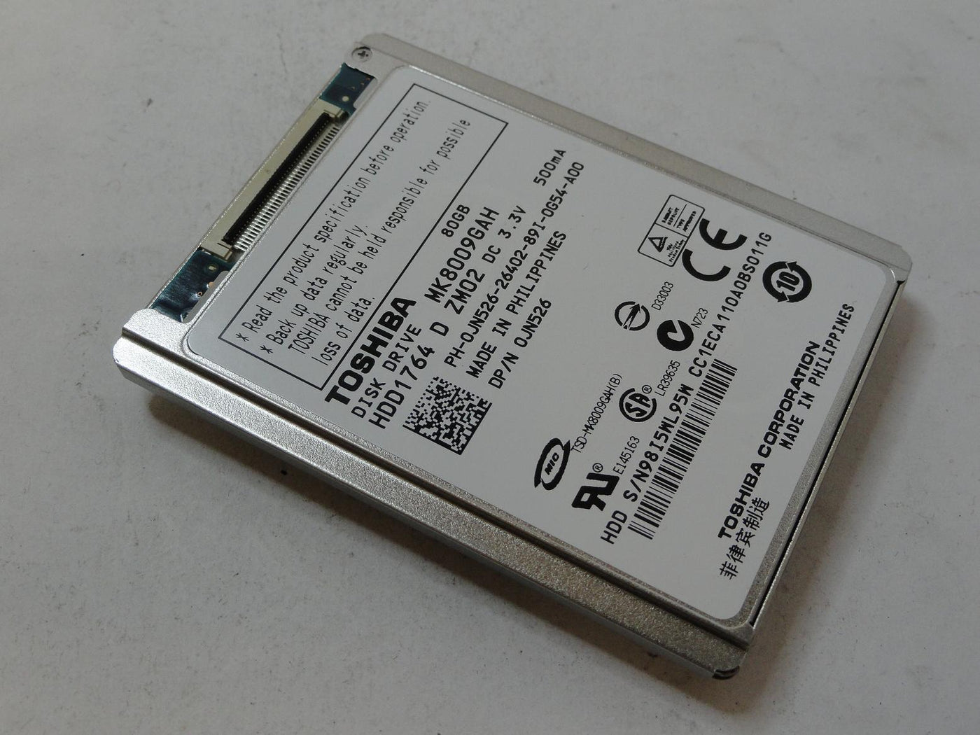 HDD1764 - Toshiba Dell 80GB ZIF 4200rpm 1.8in HDD - Refurbished