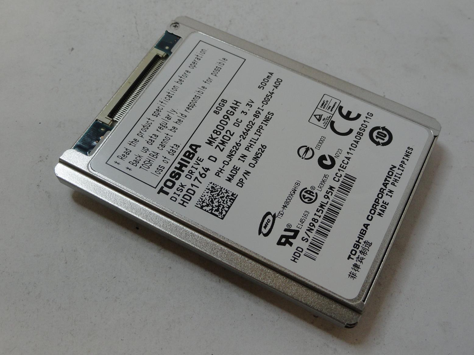 HDD1764 - Toshiba Dell 80GB ZIF 4200rpm 1.8in HDD - Refurbished
