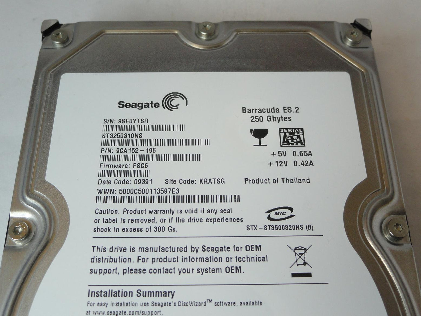 PR18502_9CA152-196_Seagate 250GB SATA 7200rpm 3.5in HDD - Image3