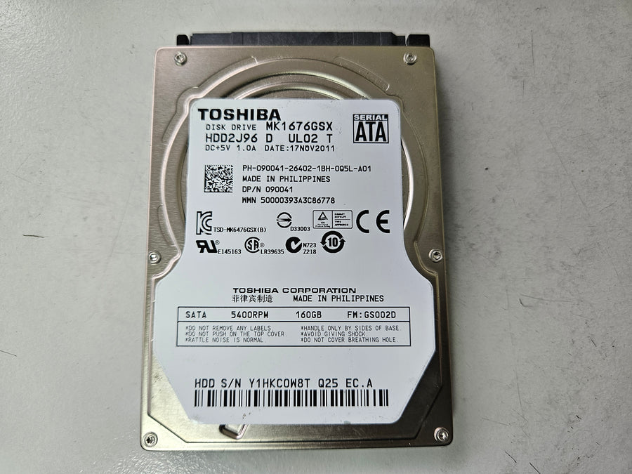 Toshiba Dell 160GB 5400RPM SATA 2.5in HDD ( MK1676GSX 090041 ) REF