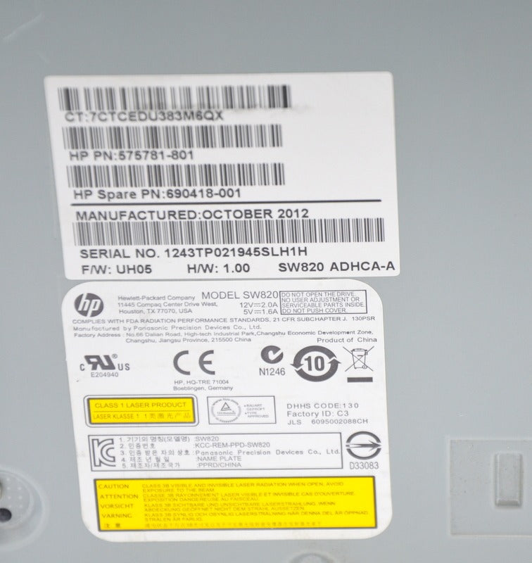 Panasonic HP SW820 16x SATA Internal DVD ROM Drive ( 575781-801 690418-001 ) USED