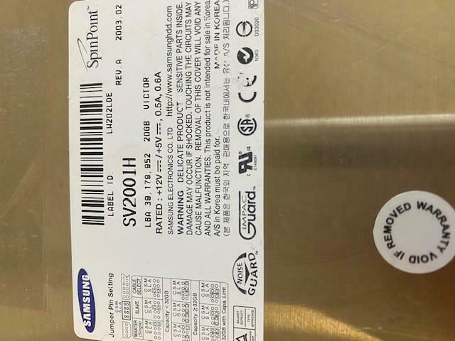 Samsung 20GB IDE 5400RPM 3.5" Hard Drive ( SV2001H ) REF