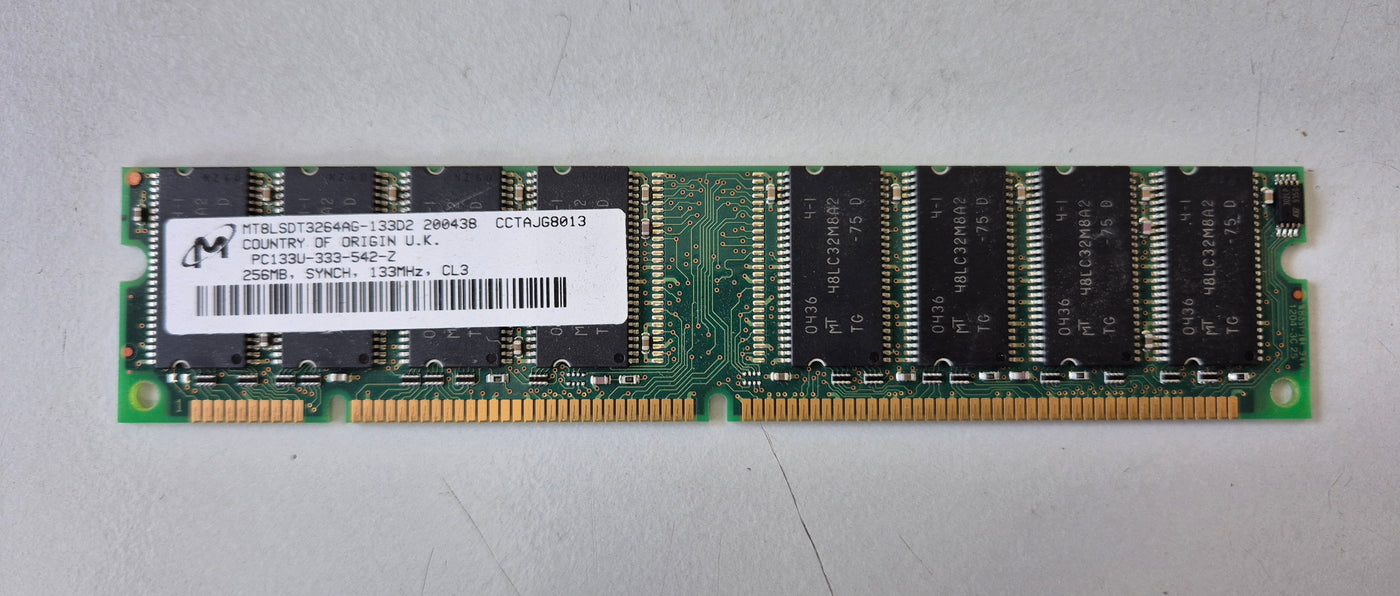 Micron 256MB PC133 133MHz non-ECC Unbuffered CL3 168-Pin DIMM ( MT8LSDT3264AG-133D2 ) REF