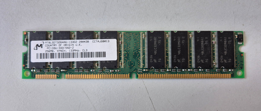 Micron 256MB PC133 133MHz non-ECC Unbuffered CL3 168-Pin DIMM ( MT8LSDT3264AG-133D2 ) REF