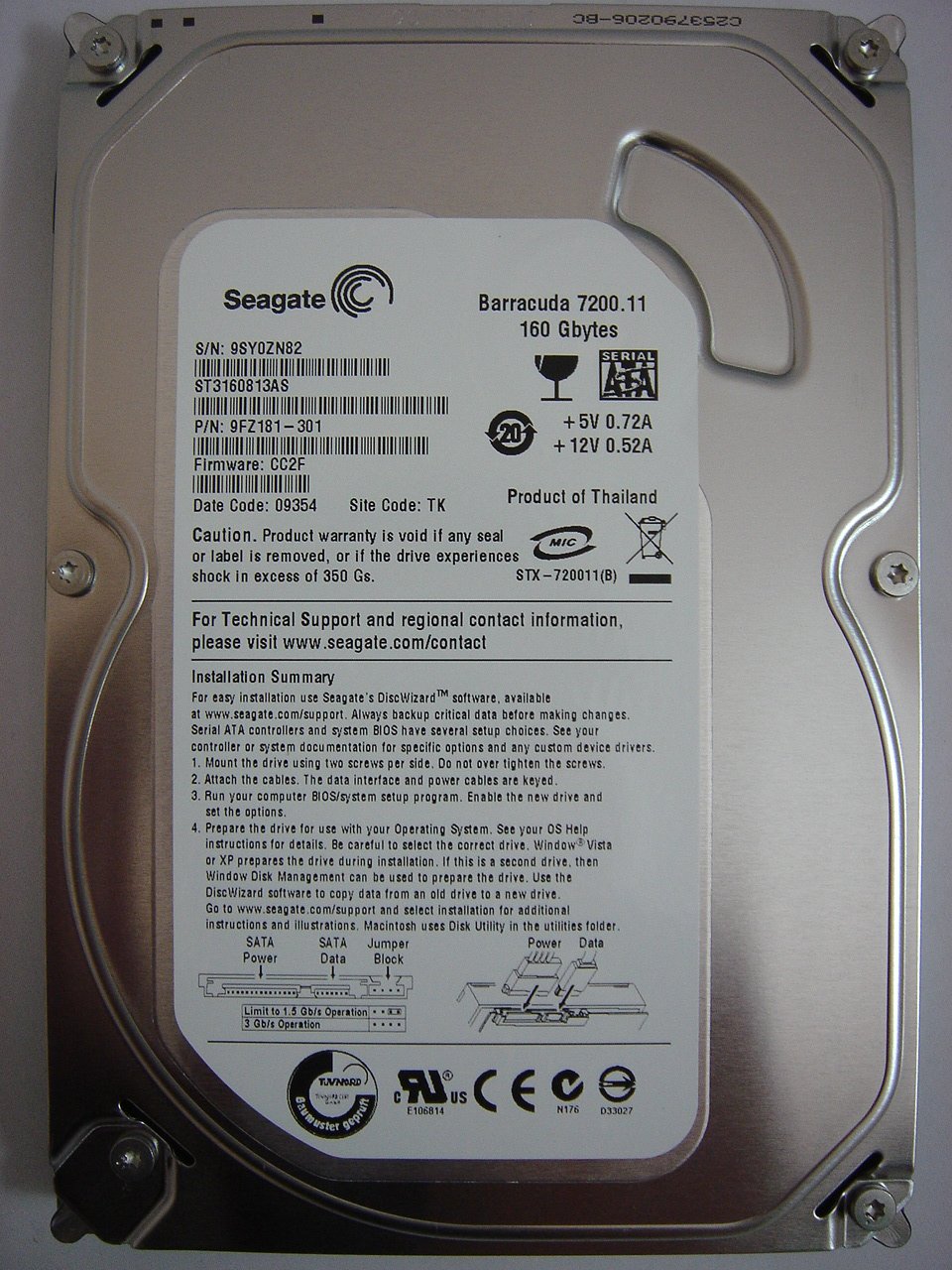 PR00149_9CC132-302_Seagate 160Gb SATA 7200rpm 3.5in HDD - Image2