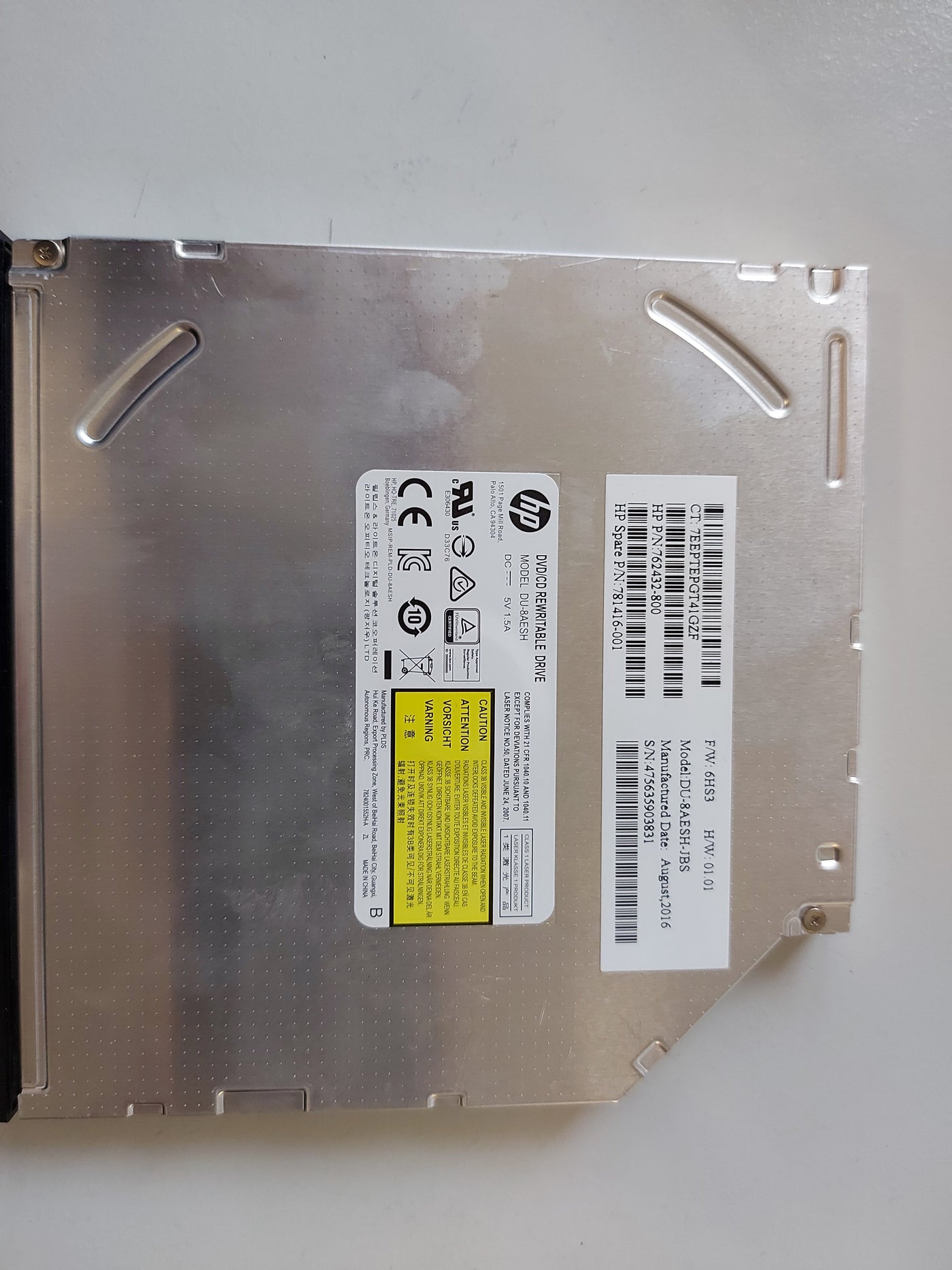 HP DU-8AESH-JBS DVD/CD rewritable optical disk drive 762432-800