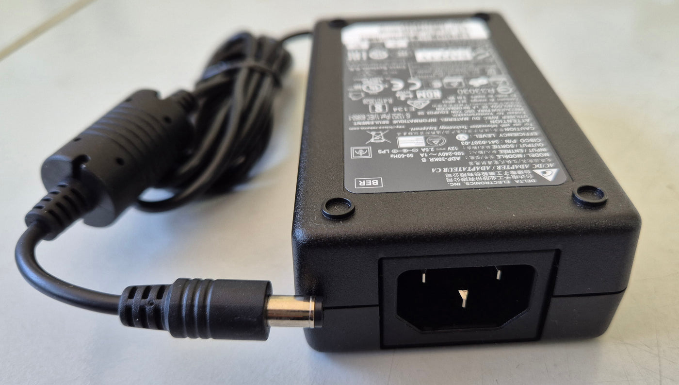 Delta Electronics ADP-30KR B 12V 2.5A 2.5mm X 5.5mm Tip AC Adapter ( 341-0307-03 ) NEW