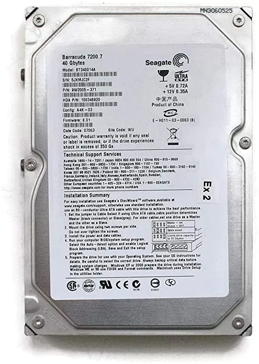 Seagate 40GB IDE 7200RPM 3.5" IDE HDD ( 9W2005-371 ST340014A ) REF