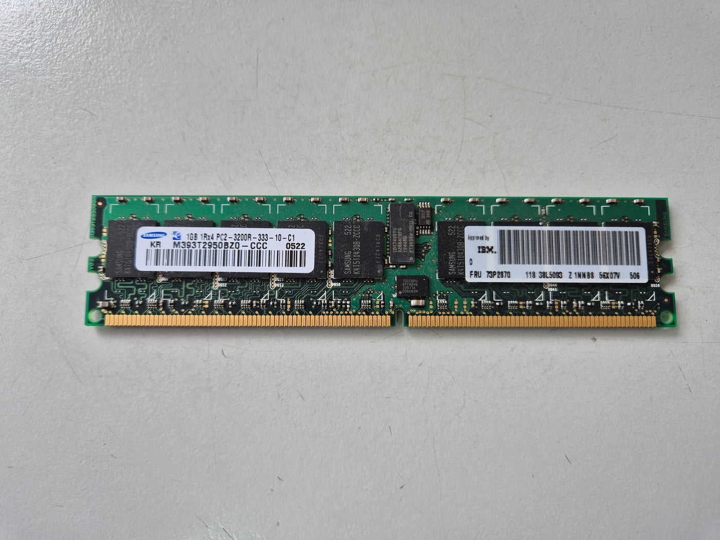 Samsung IBM 1GB PC2-3200 DDR2-400MHz ECC Reg CL3 240-Pin DIMM ( M393T2950BZ0-CCC 73P2870 ) REF
